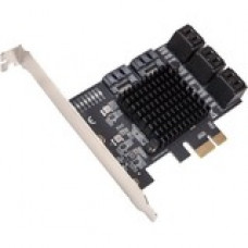 SYBA Multimedia 8 Port SATA III to PCIe 3.0 x1 Non-RAID Expansion Card SI-PEX40165 - Serial ATA/600 - PCI Express 3.0 x1 - Plug-in Card - 8 Total SATA Port(s) - 8 SATA Port(s) Internal - PC, Mac, Linux SI-PEX40165