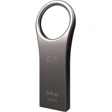 Silicon Power Jewel J80 USB Flash Drive - 64 GB - USB 3.0 - Titanium - Scratch Resistant, Fingerprint Resistant, Ergonomic, Water Proof, Dust Proof, Vibration Proof, Shock Proof, Capless SP064GBUF3J80V1T