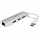 Startech.Com 3 Port Portable USB 3.0 Hub plus Gigabit Ethernet - Built-In Cable - Aluminum USB Hub with GbE Adapter - USB - External - 3 USB Port(s) - 1 Network (RJ-45) Port(s) - 3 USB 3.0 Port(s) - PC, Mac, Chrome OS ST3300G3UA