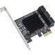 SYBA Multimedia 6 Port SATA III to PCIe 3.0 x1 Non-RAID Expansion Card SY-PEX40166 - Serial ATA/600 - PCI Express 3.0 x1 - Plug-in Card - 6 Total SATA Port(s) - 6 SATA Port(s) Internal - PC, Mac, Linux SY-PEX40166