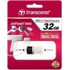 Transcend 32GB JetFlash 890 USB 3.1 On-The-Go Flash Drive - 32 GB - USB 3.1, USB - 256-bit AES TS32GJF890S