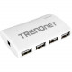 Trendnet 7-Port High Speed USB Hub w/ Power Adapter - 7 x Type A USB 2.0 USB Downstream, 1 x Type B USB 2.0 USB Upstream - External TU2-700