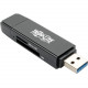 Tripp Lite USB-C Memory Card Reader, 2-in-1 USB-A/USB-C, USB 3.1 Gen 1, USB Type C, USB Type-C - 2-in-1 - SD, SDHC, SDXC, microSD, Dual-Voltage Reduced Size MultiMediaCard (DV-RSMMC), Reduced Size MultiMediaCard (MMC), MMCplus, TransFlash, microSDHC - USB