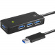 Vantec 4-Port USB 3.0 Bus-Powered Travel Hub - USB - Plug-in Card - 4 USB Port(s) - 4 USB 3.0 Port(s) - PC, Linux UGT-MH400U3