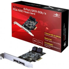 Vantec 4 Channel 6-Port SATA 6Gb/s PCIe RAID Host Card - Serial ATA/600 - PCI Express x4 - Plug-in Card - RAID Supported - 0, 1, 10 RAID Level - 6 Total SATA Port(s) - 4 SATA Port(s) Internal - 2 SATA Port(s) External - PC UGT-ST644R