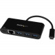 Startech.Com USB-C to Ethernet Adapter with 3-Port USB 3.0 Hub and Power Delivery - USB-C GbE Network Adapter + USB Hub w/ 3 USB-A Ports - USB Type C - External - 4 USB Port(s) - 1 Network (RJ-45) Port(s) - 4 USB 3.0 Port(s) - UASP Support - PC, Mac, Linu