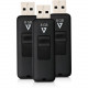 V7 8GB Flash Drive 3 Pack Combo - 8 GB - USB 2.0 - 10 MB/s Read Speed - 3 MB/s Write Speed - Black - 5 Year Warranty VF28GAR-3PK-3N