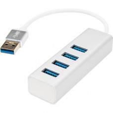 Rocstor Premium Portable 4 Port SuperSpeed Mini USB 3.0 Hub - Aluminum Silver - USB - External - 4 USB Ports Female - 4 USB 3.0 Ports - PC, Mac - 6 in Mini Hub with Built-in SuperSpeed Cable 5Gbps - USB - External - 4 USB Port(s) - 4 USB 3.0 Port(s) - PC,