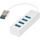 Rocstor Premium Portable 4 Port SuperSpeed Mini USB 3.0 Hub - Aluminum Silver - USB - External - 4 USB Ports Female - 4 USB 3.0 Ports - PC, Mac - 6 in Mini Hub with Built-in SuperSpeed Cable 5Gbps - USB - External - 4 USB Port(s) - 4 USB 3.0 Port(s) - PC,