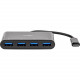 Rocstor Premium Portable 4 Port Hub - USB-C to 4x USB-A Slim Hub - USB 3.0 Hub - Bus Powered - Black - USB C to USB Type-A Hub - USB Type C - External - USB-C 3.1 to 4 USB Type-A 3.0 Port(s) USB-A Y10A228-B2