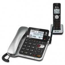 AT&T CL84102 DECT 6.0 Expandable Corded/Cordless Phone with Answering System and Caller ID/Call Waiting, Black, 1 Handset - 1 x Phone Line - Speakerphone - Answering Machine - Hearing Aid Compatible - Backlight CL84102