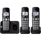 Panasonic KX-TGE433B DECT 6.0 Plus 1.90 GHz Cordless Phone - Black - Cordless - 1 x Phone Line - 3 x Handset - Speakerphone - Answering Machine - Hearing Aid Compatible KX-TGE433B