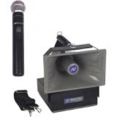 AmpliVox SW615A - Wireless Handheld Half-Mile Hailer - 50 W Amplifier - Built-in Amplifier - 2 Audio Line In - 1 Audio Line Out - Battery Rechargeable - 200 Hour SW615A