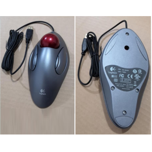 Logitech Trackball Mouse Wired USB 4 button T-BC21 810-000767