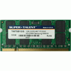 Super Talent DDR2-667 SODIMM 1GB/64x8 Samsung Chip Notebook Memory