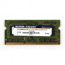 Super Talent DDR3-1066 SODIMM 2GB/256Mx8 Samsung Chip Notebook Memory