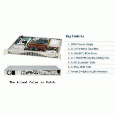 Supermicro CSE-512F-280B 1U Rackmount Server Chassis (Black)