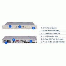 Supermicro CSE-512L-260 1U Rackmount Server Chassis (Beige)