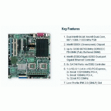Supermicro X7DAE Dual LGA771 Xeon/ Intel 5000X/ PCI-E/ A&2GbE/ EATX Server Motherboard, Bulk