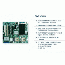 Supermicro X7DAL-E Dual LGA771 Xeon/ Intel 5000X/ PCI-E/ A&2GbE/ ATX Server Motherboard, Bulk