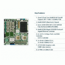 Supermicro X7DBE-X-B Dual LGA771 Xeon/ Intel 5000P/ PCIX/ V&2GbE/ EATX Motherboard, Bulk