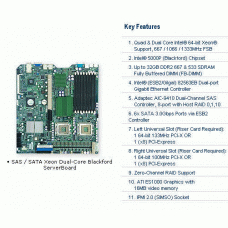Supermicro X7DBR-3 Dual LGA771 Xeon/ Intel 5000P/ SAS/ V&2GbE/ EATX Motherboard, Bulk