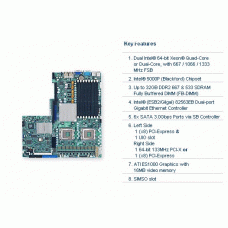 Supermicro X7DBU-O Dual LGA771 Xeon/ Intel 5000P/ FSB1333/ V&2GbE/ EATX Motherboard, Retail