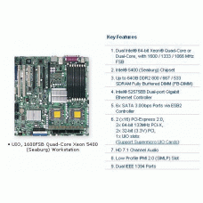 Supermicro X7DWA-N Dual LGA771 Xeon/ Intel 5400/ PCI-E/ A&2GbE/ EATX Motherboard, Bulk