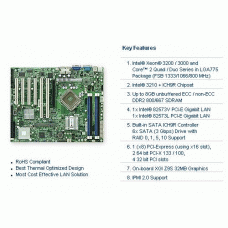 Supermicro X7SBA LGA775/ Intel 3210/ FSB 1333/ DDR2-800/ RAID/ V&2GbE/ ATX Server Motherboard