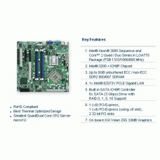 Supermicro X7SBL-LN1 LGA775/ Intel 3200/ FSB 1333/ DDR2-800/ RAID/ V&GbE/ MATX Server Motherboard