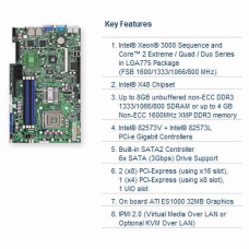 Supermicro X7SBU-O LGA775 Xeon/ Intel X48/ FSB 1600/ DDR3/ V&2GbE Server Motherboard